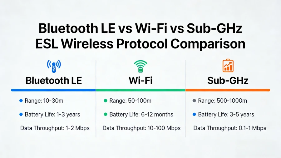 Bluetooth va Wi-Fi va Sub{1}}GHz elektron raf yorlig‘i